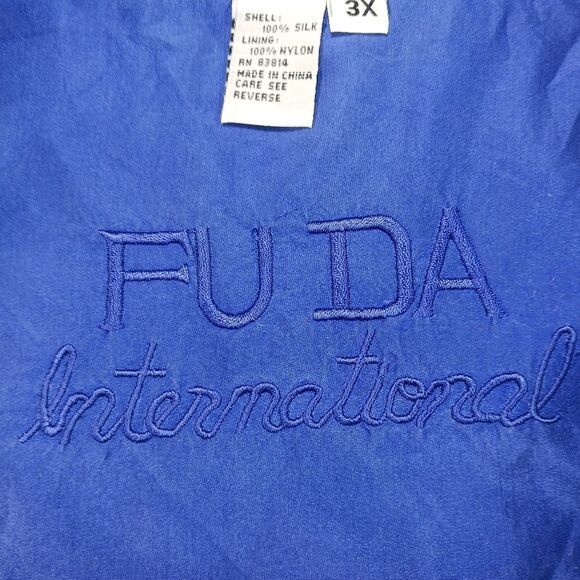 Fuda International Geo- Floral Silk Bomber/ Jacket. Women's 3X. Blue/ Green - Picture 2 of 14